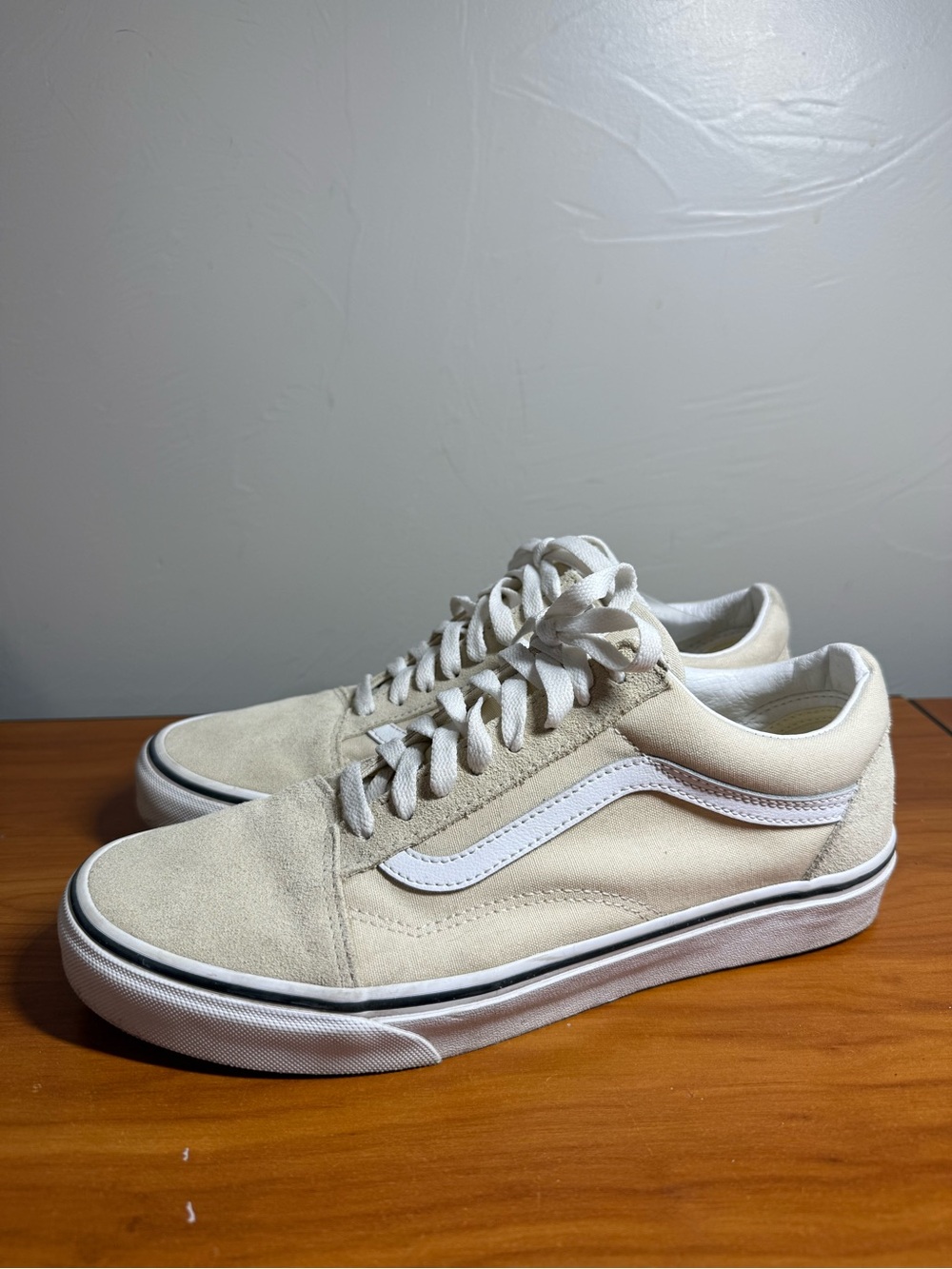 Vans Old Skool Suede Sneaker Low Top Beige Cream Lace Up Skate Neutral W10 M8.5